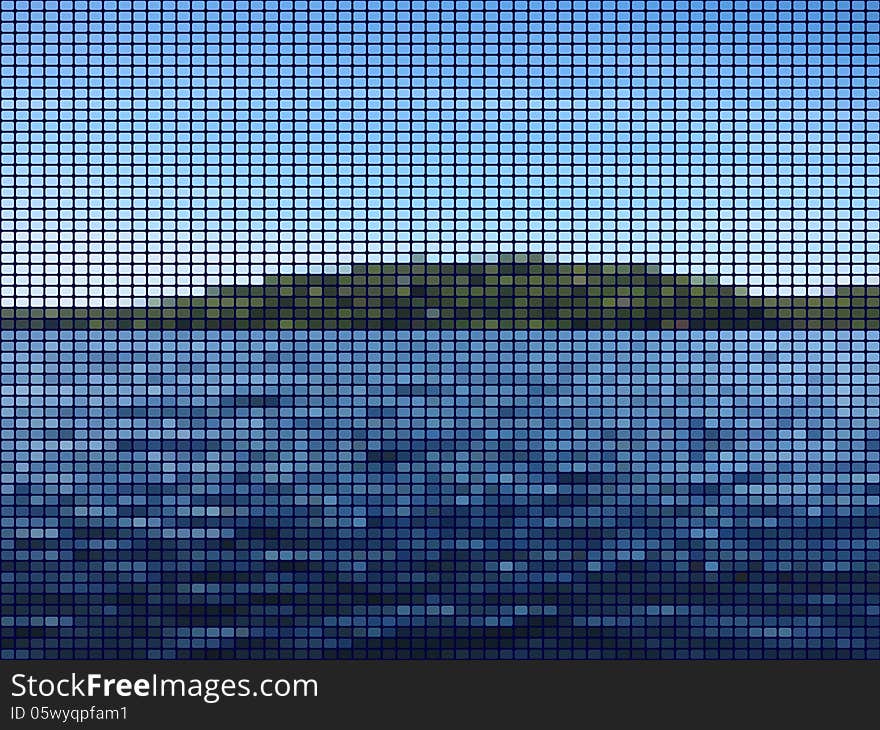 Island in the lake abstract mosaic background. Island in the lake abstract mosaic background