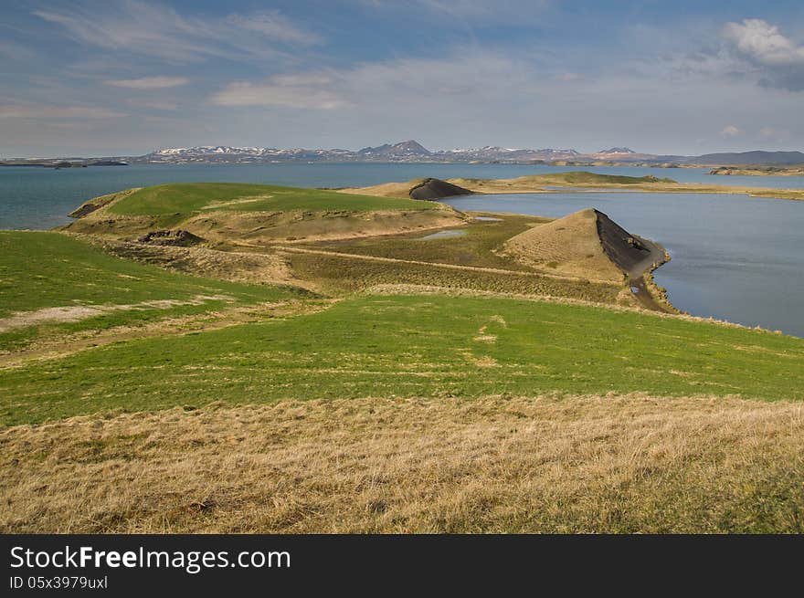 Landscape of Myvatn lake, Iceland