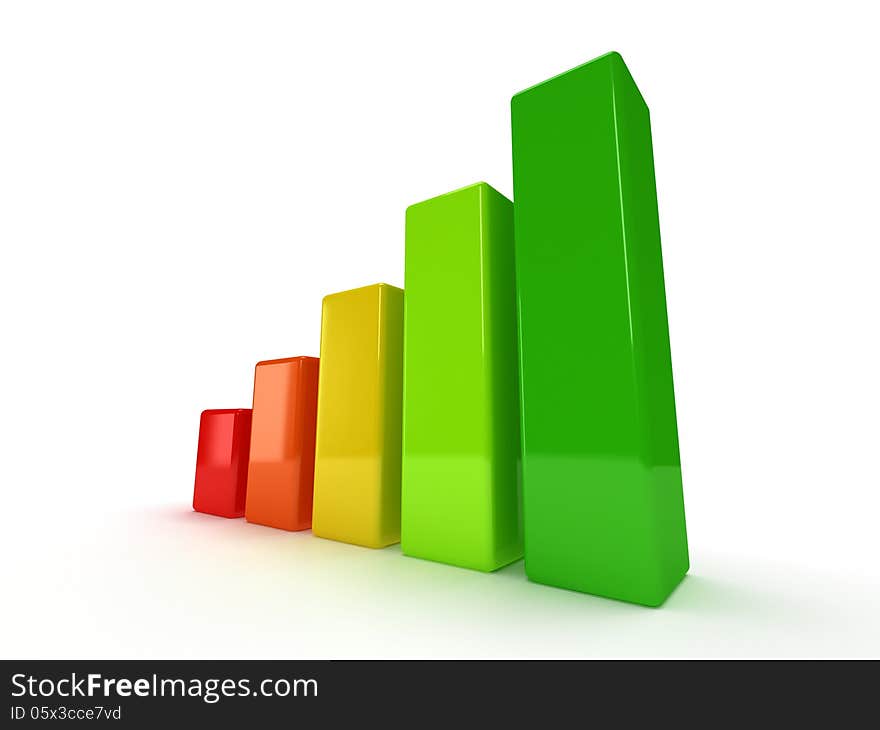 3d colored bar graph on white