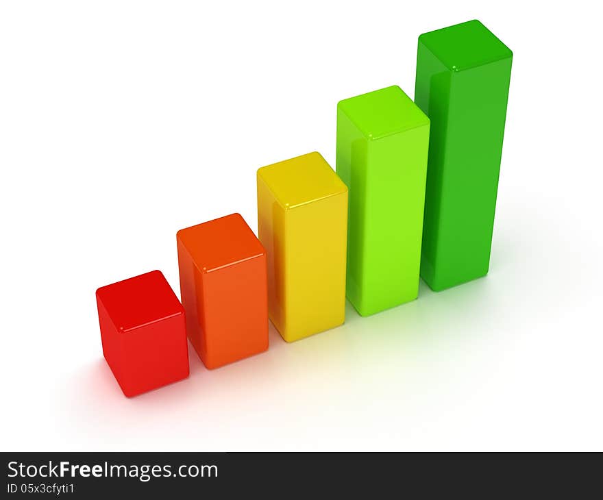 3d colored bar graph on white