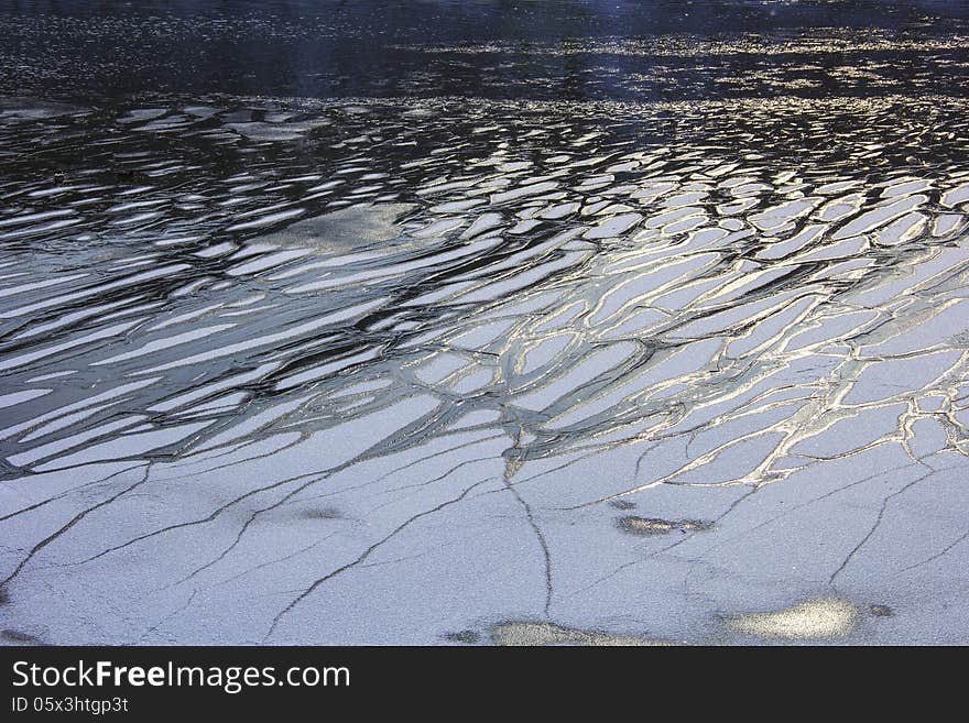 Ice on spring river