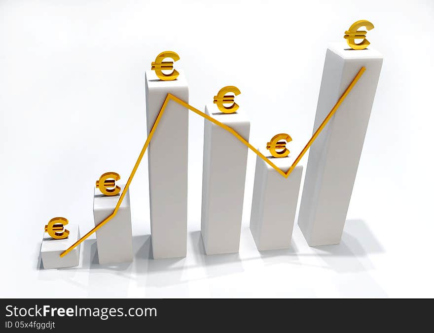 Euro Statistic finance 3D image white background