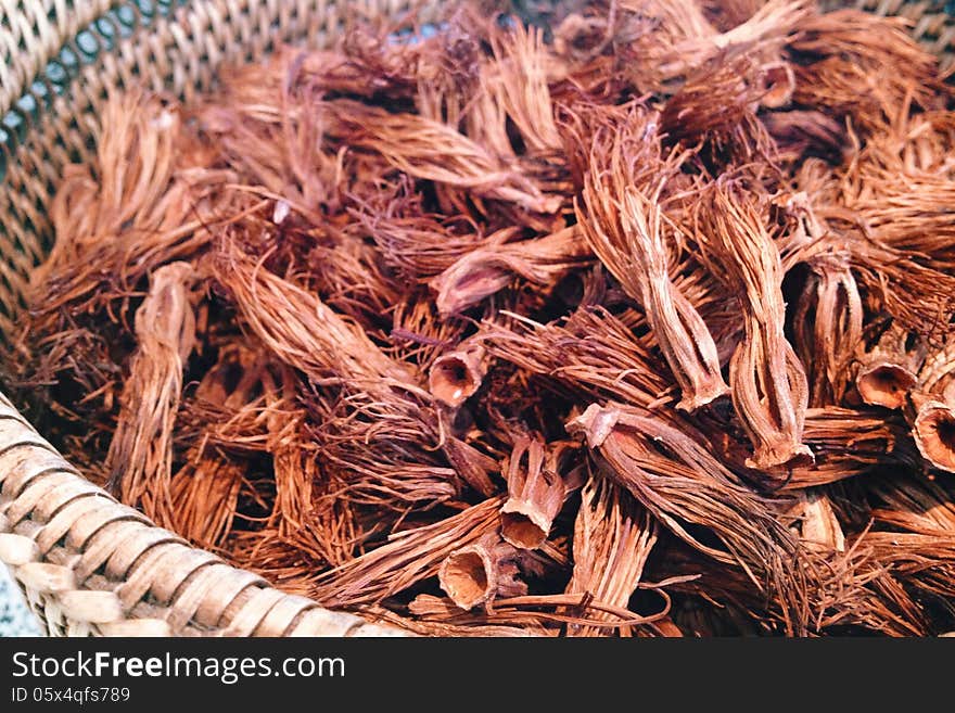 Image of Red cotton tree flowers dried