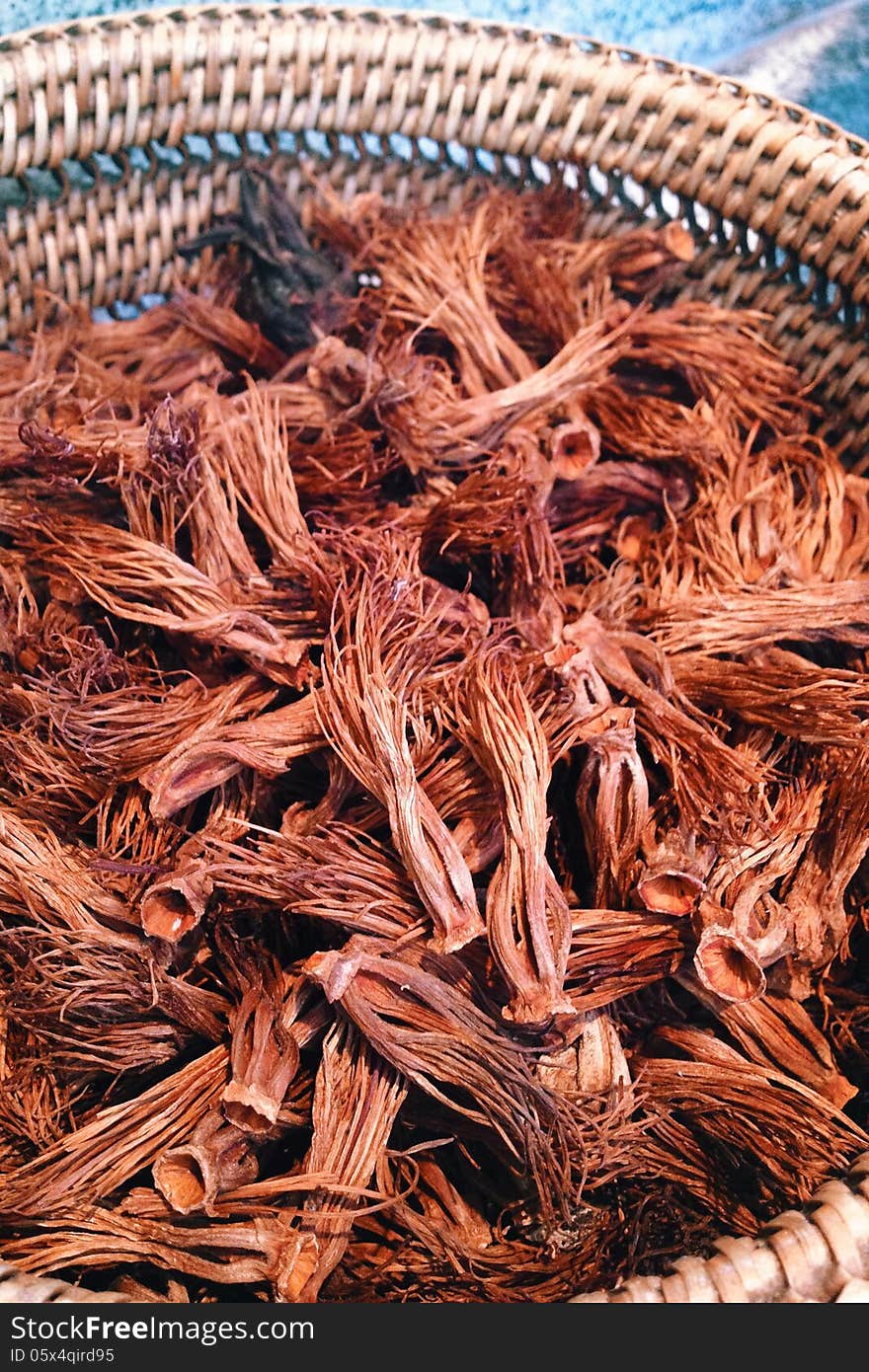 Red cotton tree flowers dried