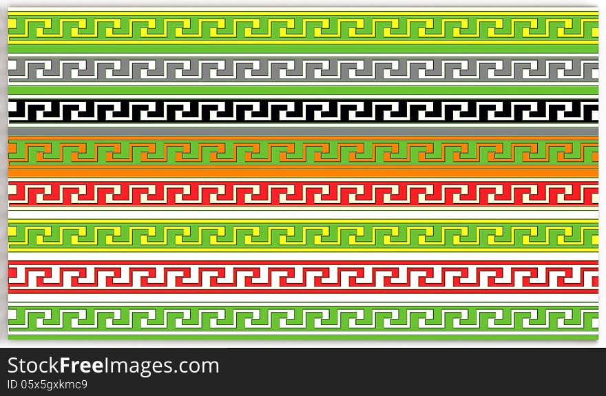 Different Color of seamless Greek key patterns.