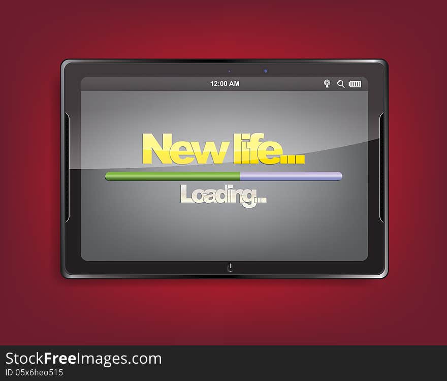 Tablet computer with loading bar