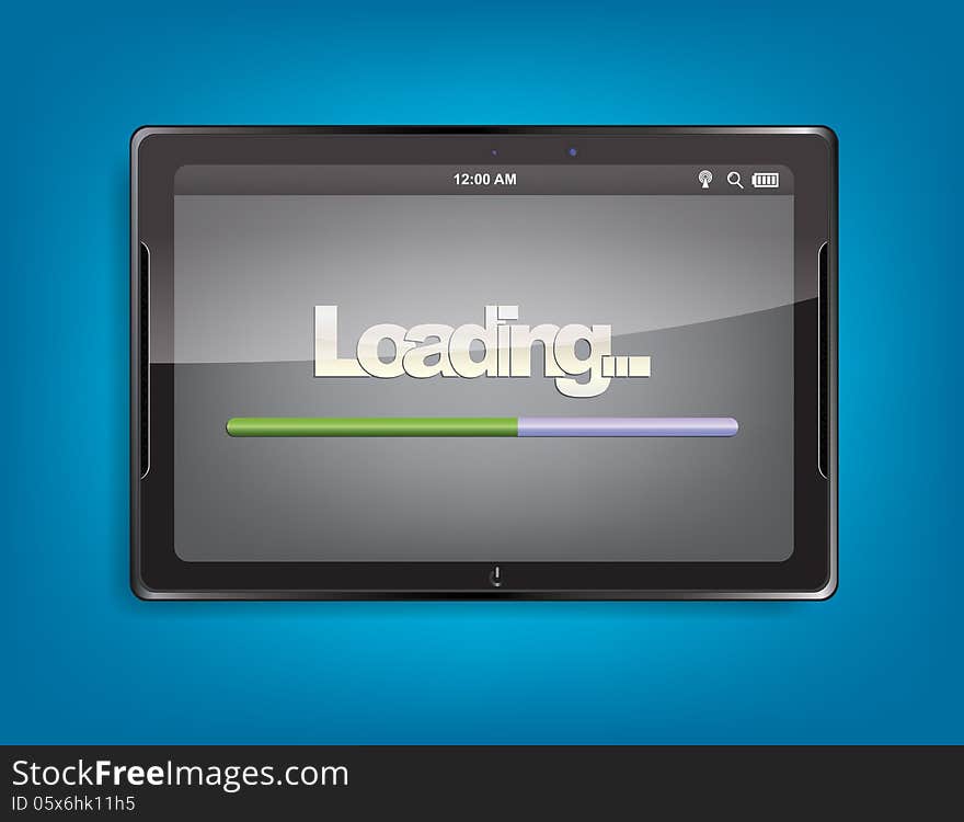 Tablet computer with loading bar