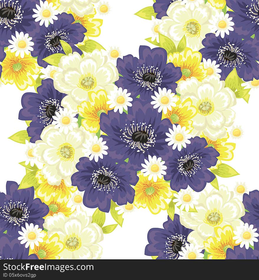 Vector seamless background with flowers. Vector seamless background with flowers