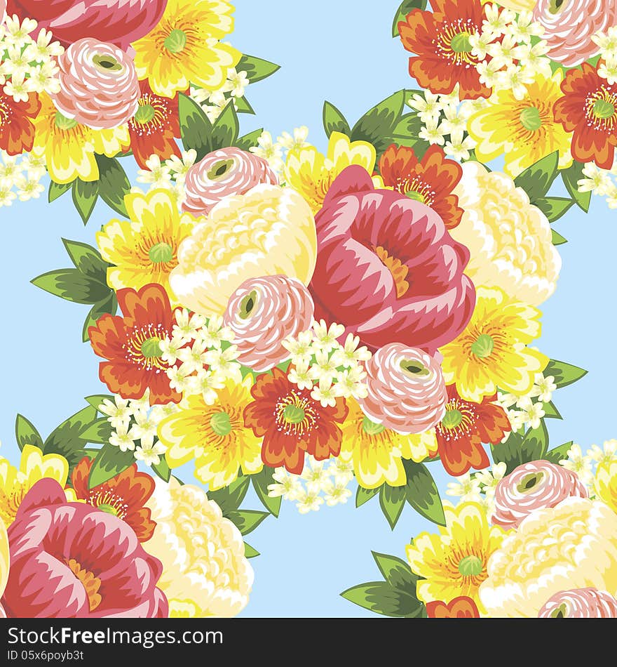 Vector seamless background with flowers. Vector seamless background with flowers