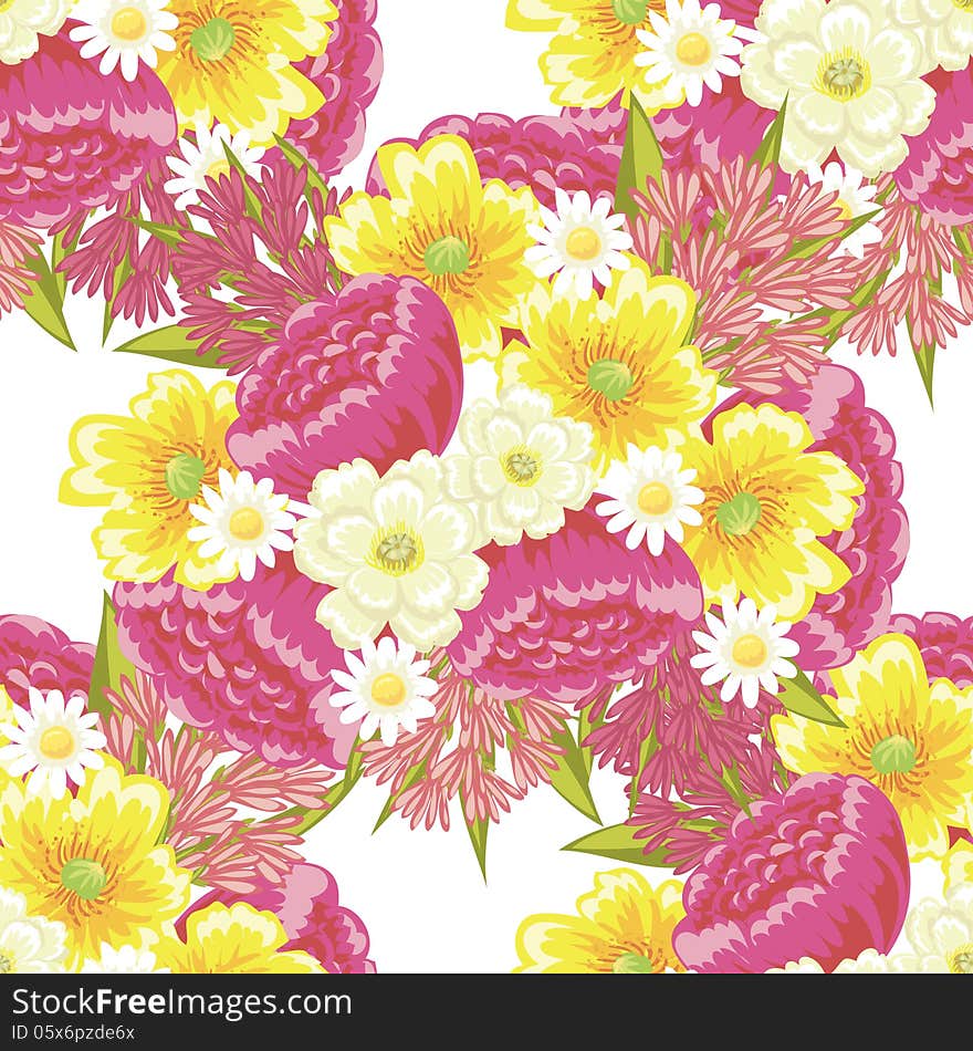 Vector seamless background with flowers. Vector seamless background with flowers