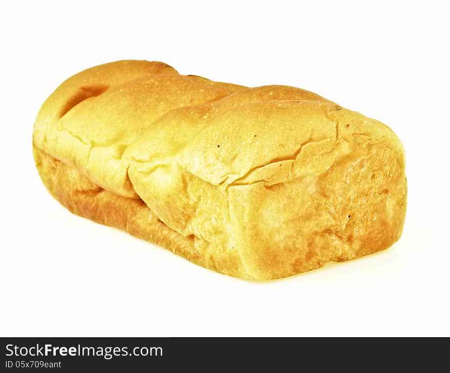 Delicious assorted loaf bread on white background