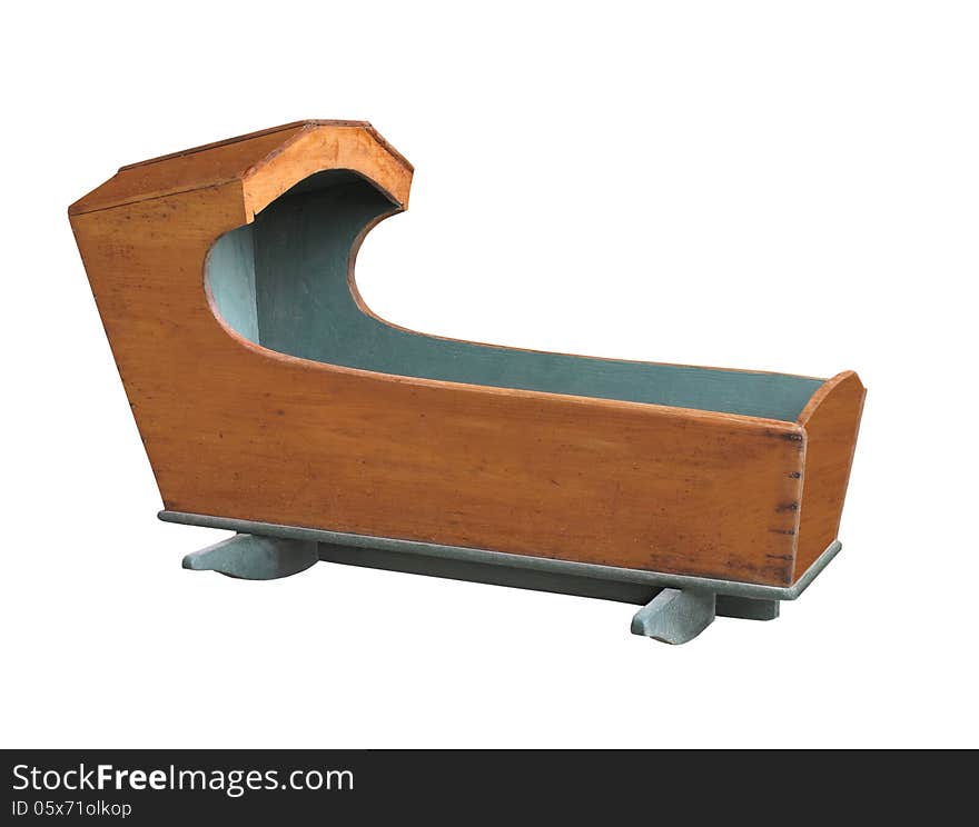 Vintage baby crib isolated.