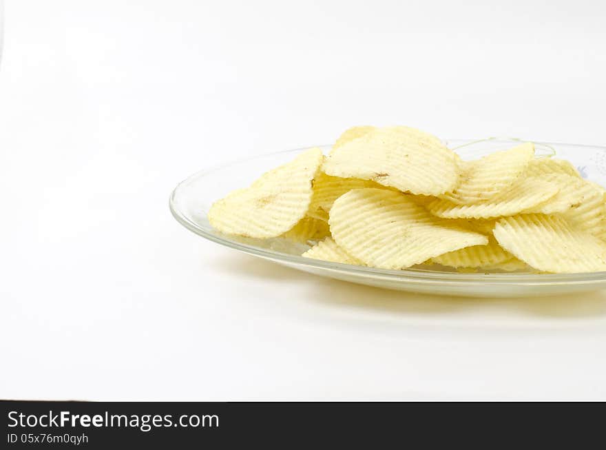 Snack Potato Chips Isolated On White