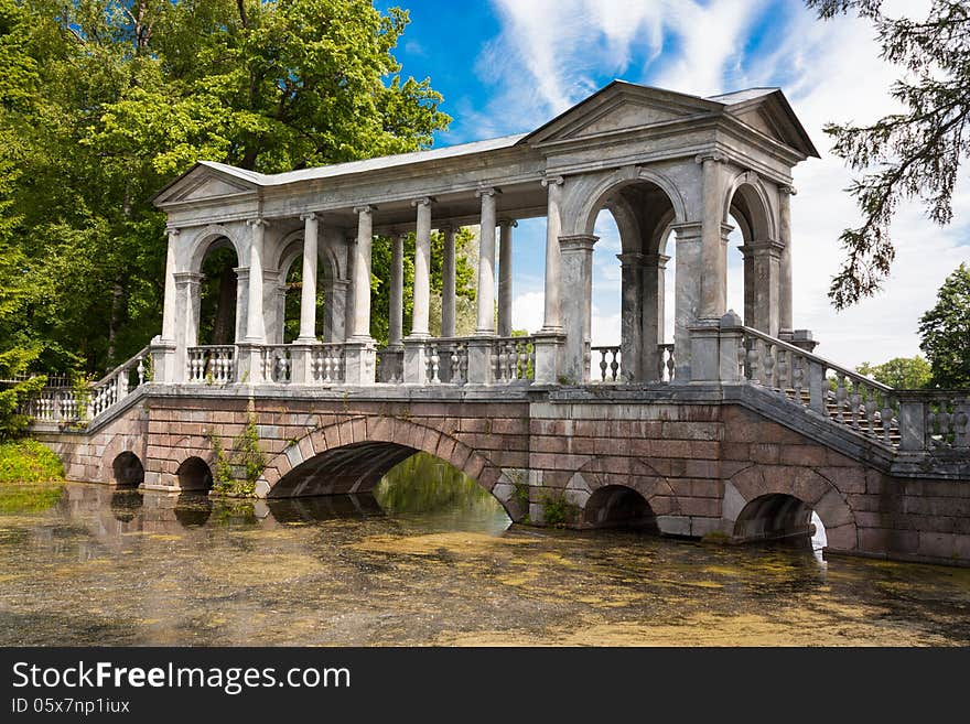 Tsarskoye selo paladiyev (marble) bridge in catherine park. Tsarskoye selo paladiyev (marble) bridge in catherine park.