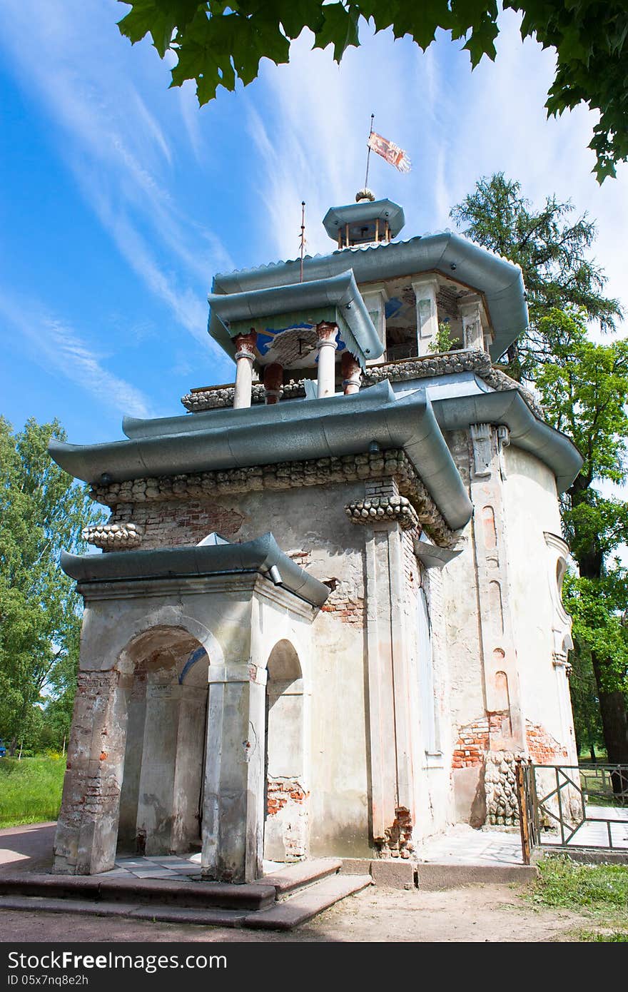 Creaking or Chinese arbor in Tsarskoye Selo, suburb of St. Petersburg, Russia