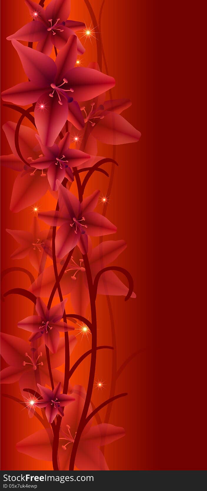 Illustration of red flowers, background, vector EPS10, clip-art