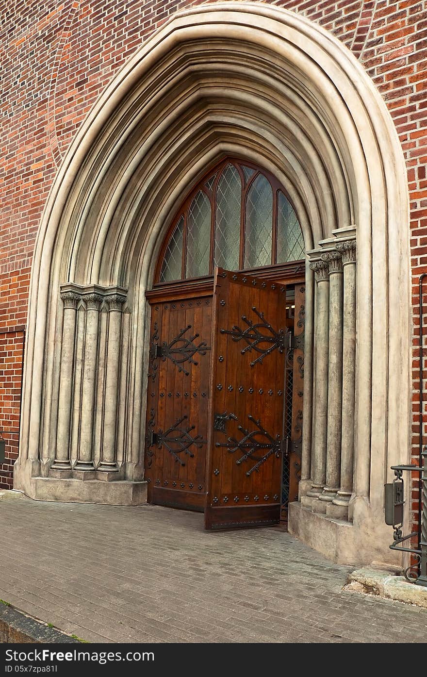 Arched entrance to the old cathedral. Arched entrance to the old cathedral