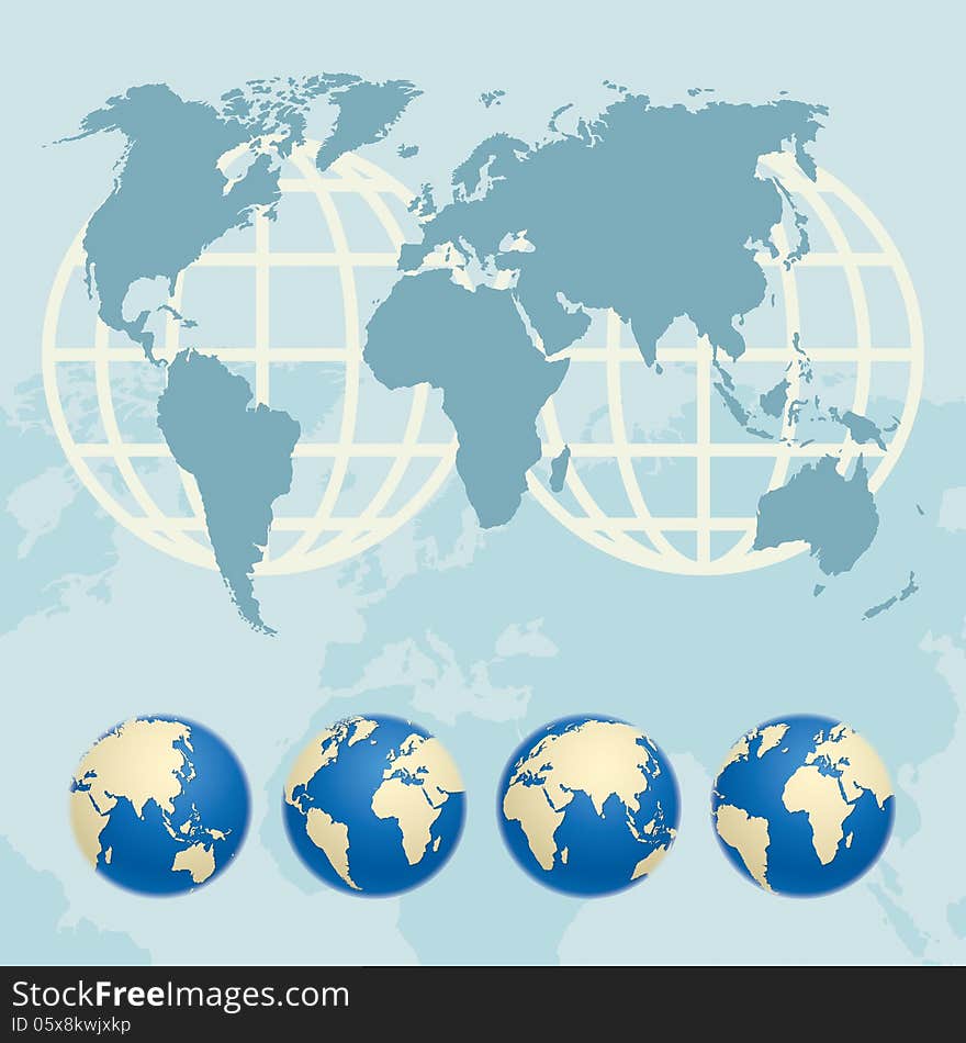 Map of the World and globes