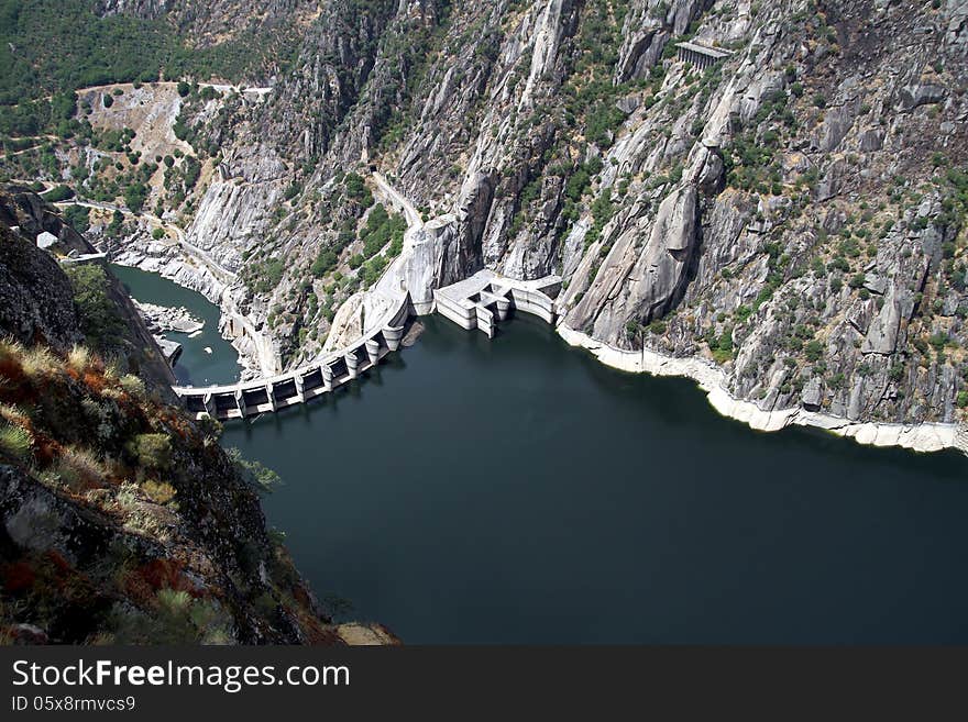 Aldeadavila dam in the river Duero; Spain.