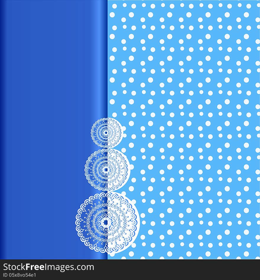 Abstract blue Christmas background with lace stylized snowman, for invitation or greeting card. Vector, EPS 10