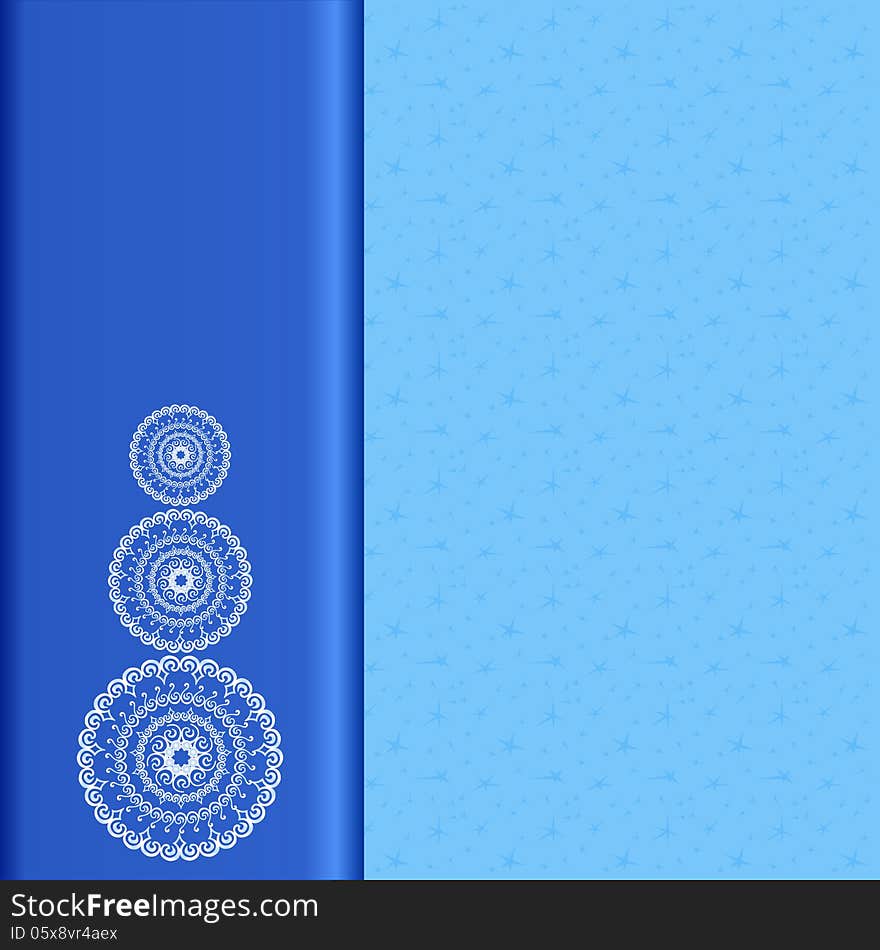 Abstract blue Christmas background with lace stylized snowman, for invitation or greeting card. Vector, EPS 10