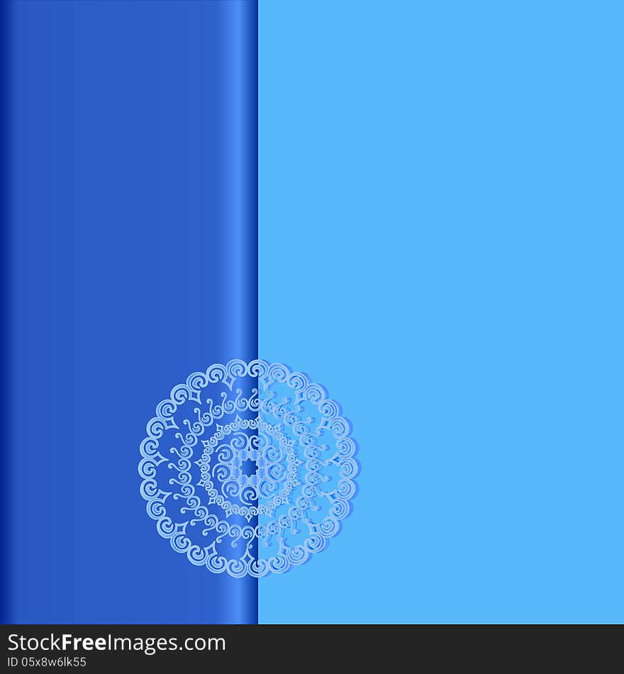 Abstract blue Christmas background with lace ornament, for invitation or greeting card. (Vector, EPS 10)