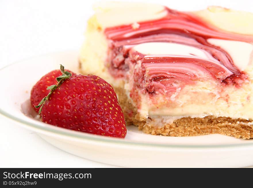 Strawberry cheese cake close up. Strawberry cheese cake close up