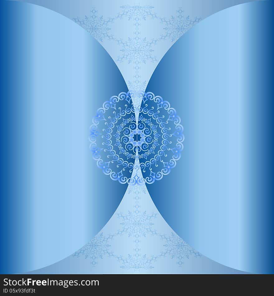 Abstract blue Christmas background with lace stylized snowman, for invitation or greeting card. Vector, EPS 10