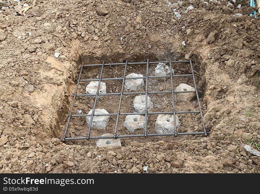 Building foundation under construction on site