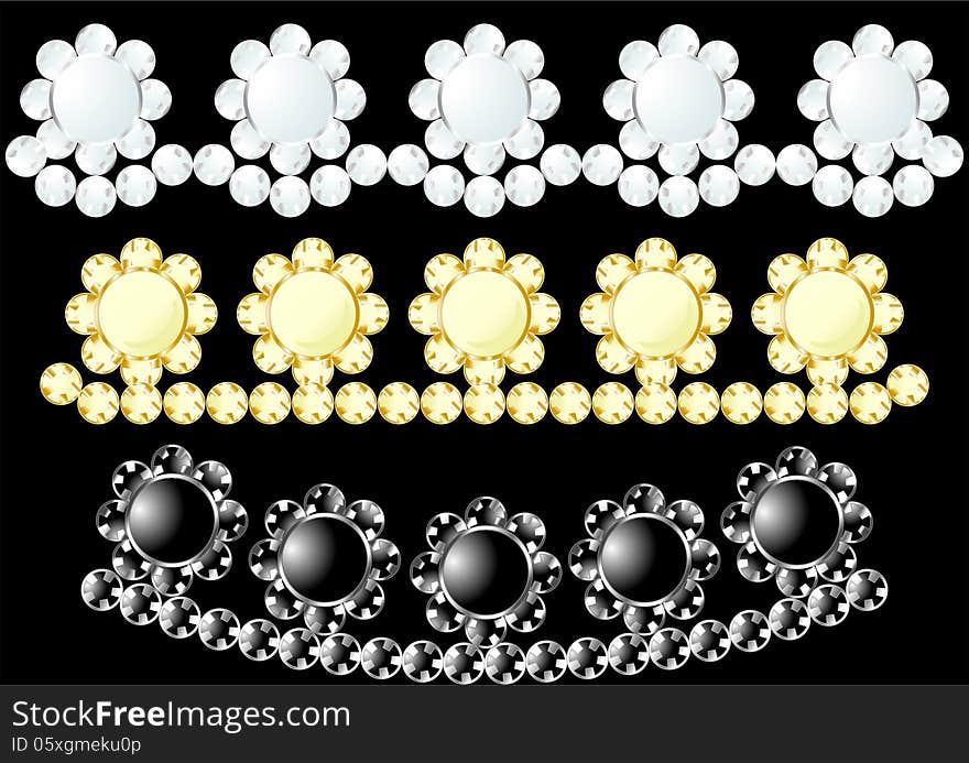 Women's jewelry to be worn on the head, three different kinds, on a black background. Women's jewelry to be worn on the head, three different kinds, on a black background.