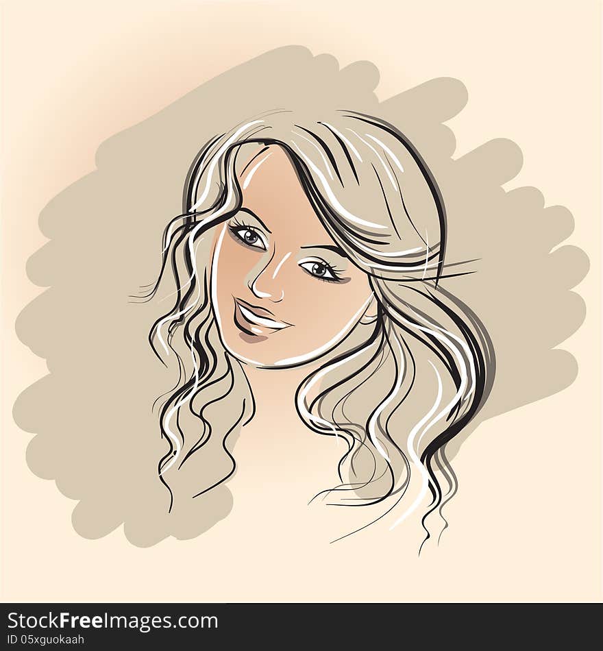 Face Of The Girl On A Brown Background