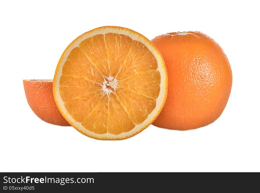 Oranges on a white background