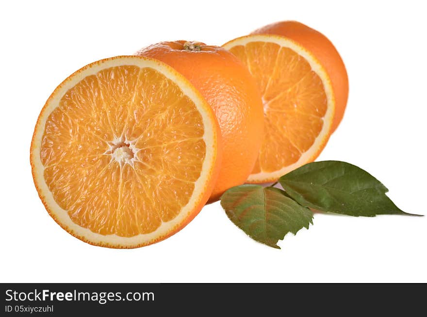 Oranges on a white background