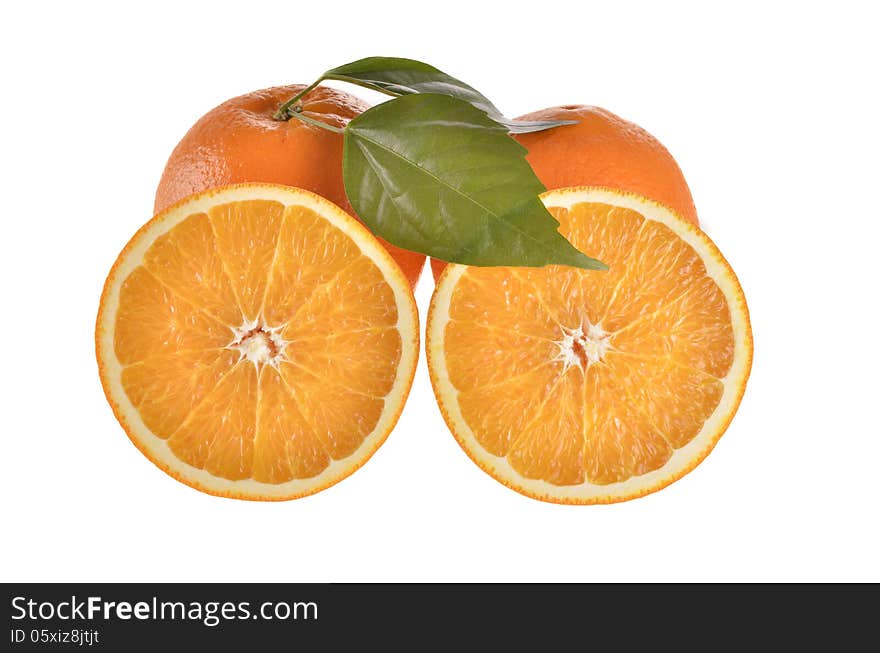 Oranges on a white background