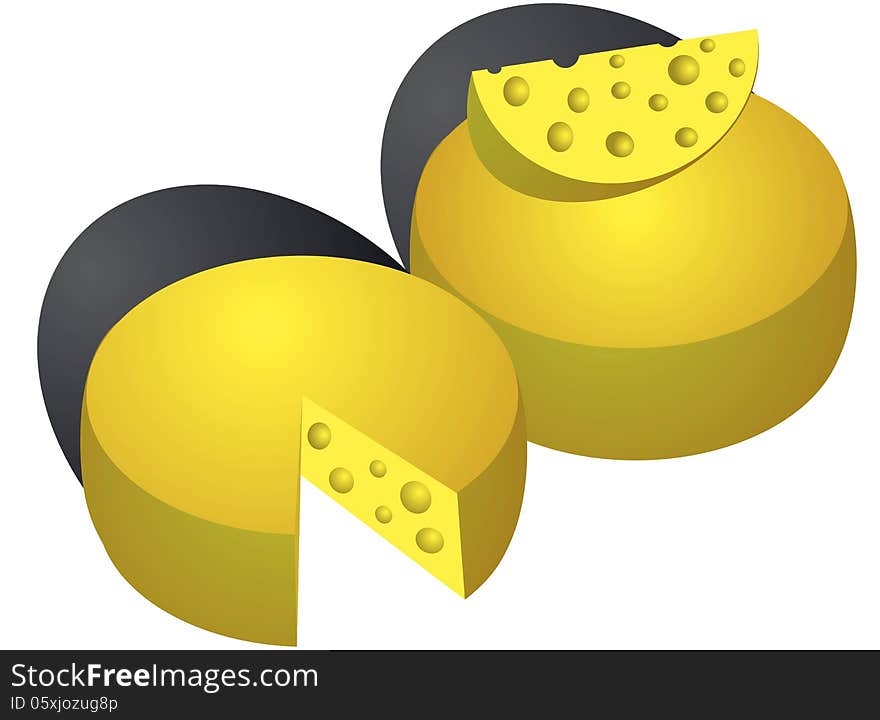 Vector Cheese Isolated On White