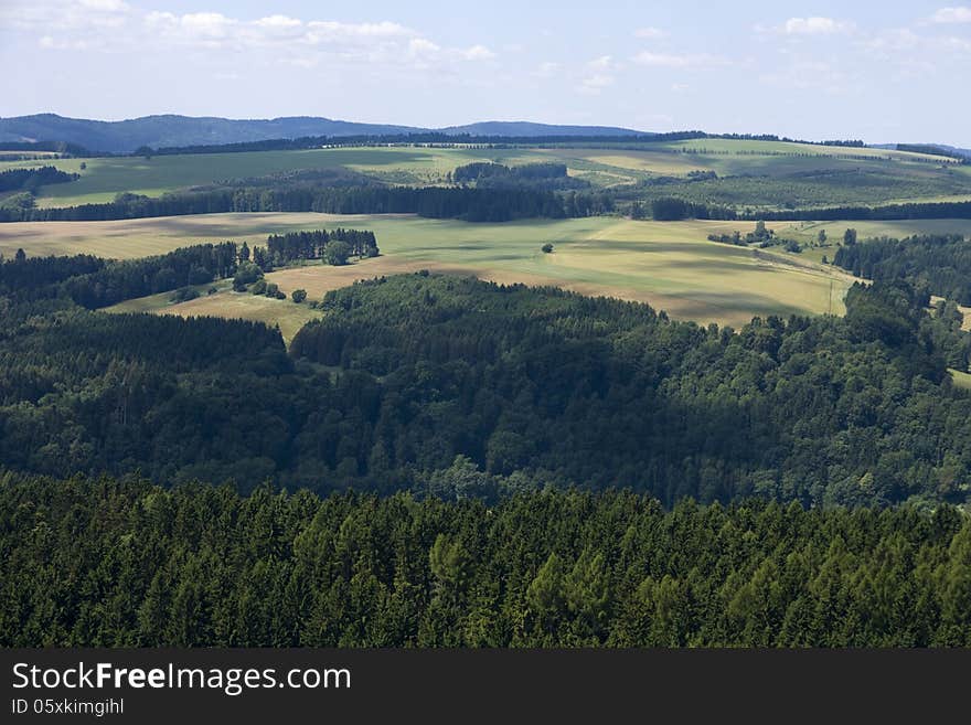 Summer landscape seen from above