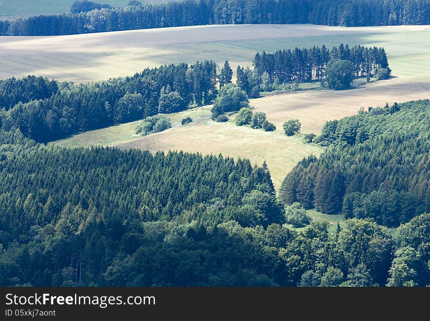 Landscape with forests and poly seen from above. Landscape with forests and poly seen from above