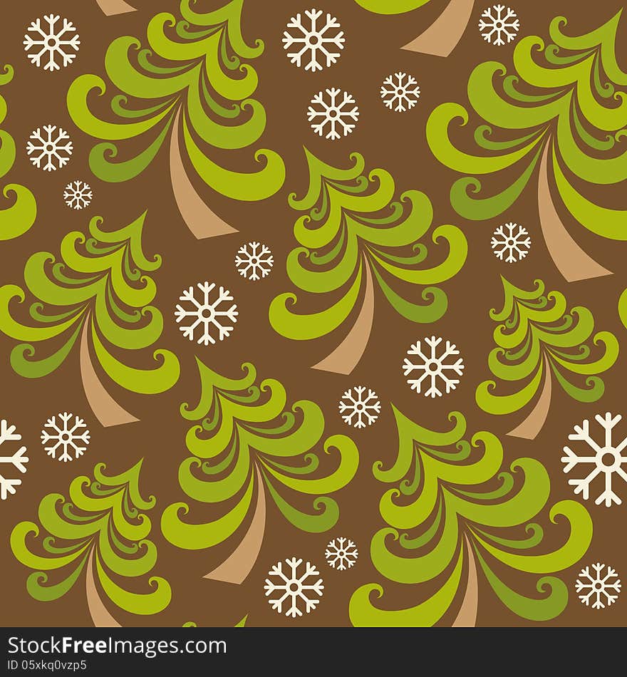 Vector seamless pattern with christmas tree