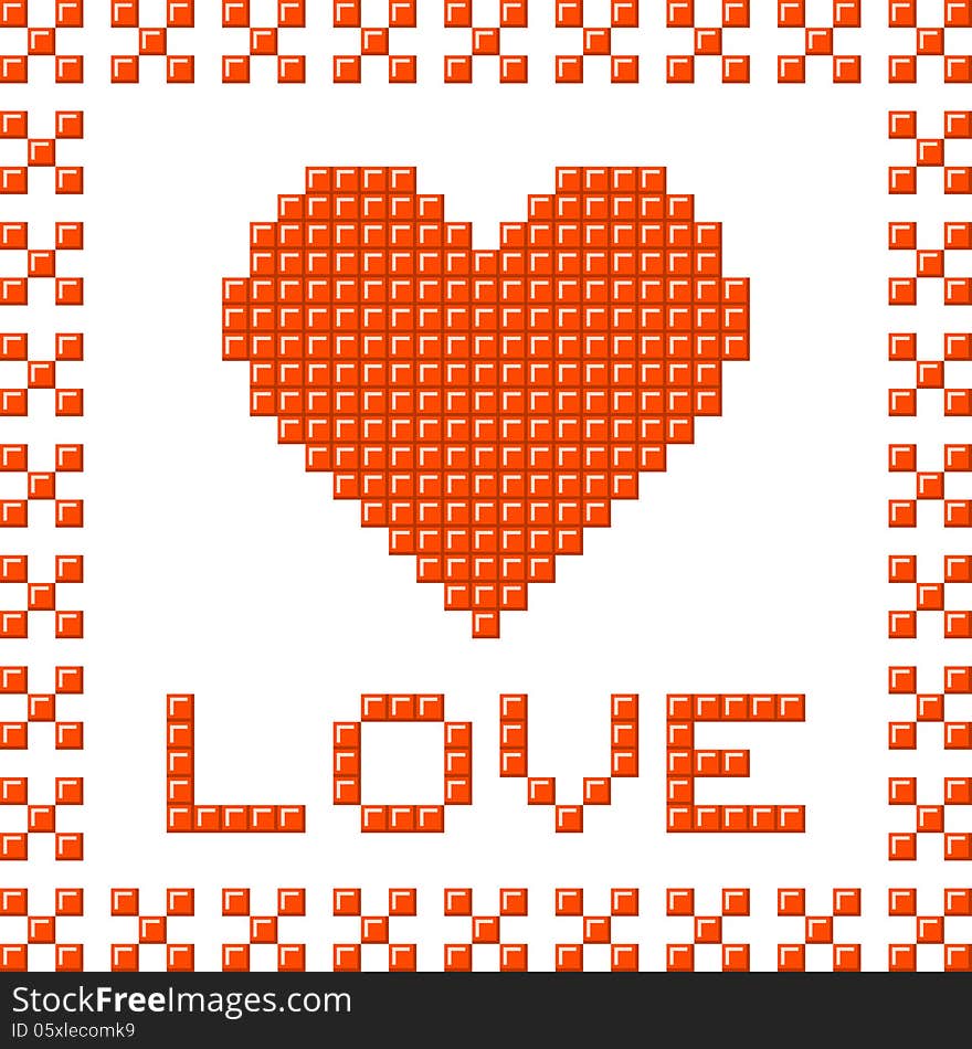 Love Heart Made Out of Pixel Blocks