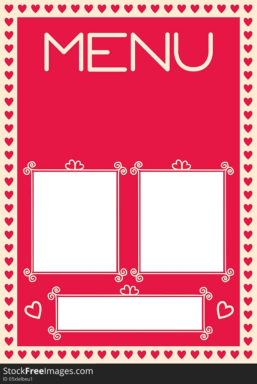 Valentine s Menu Template With Heart Borders