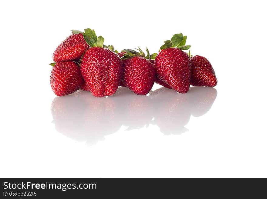 Strawberries on white background