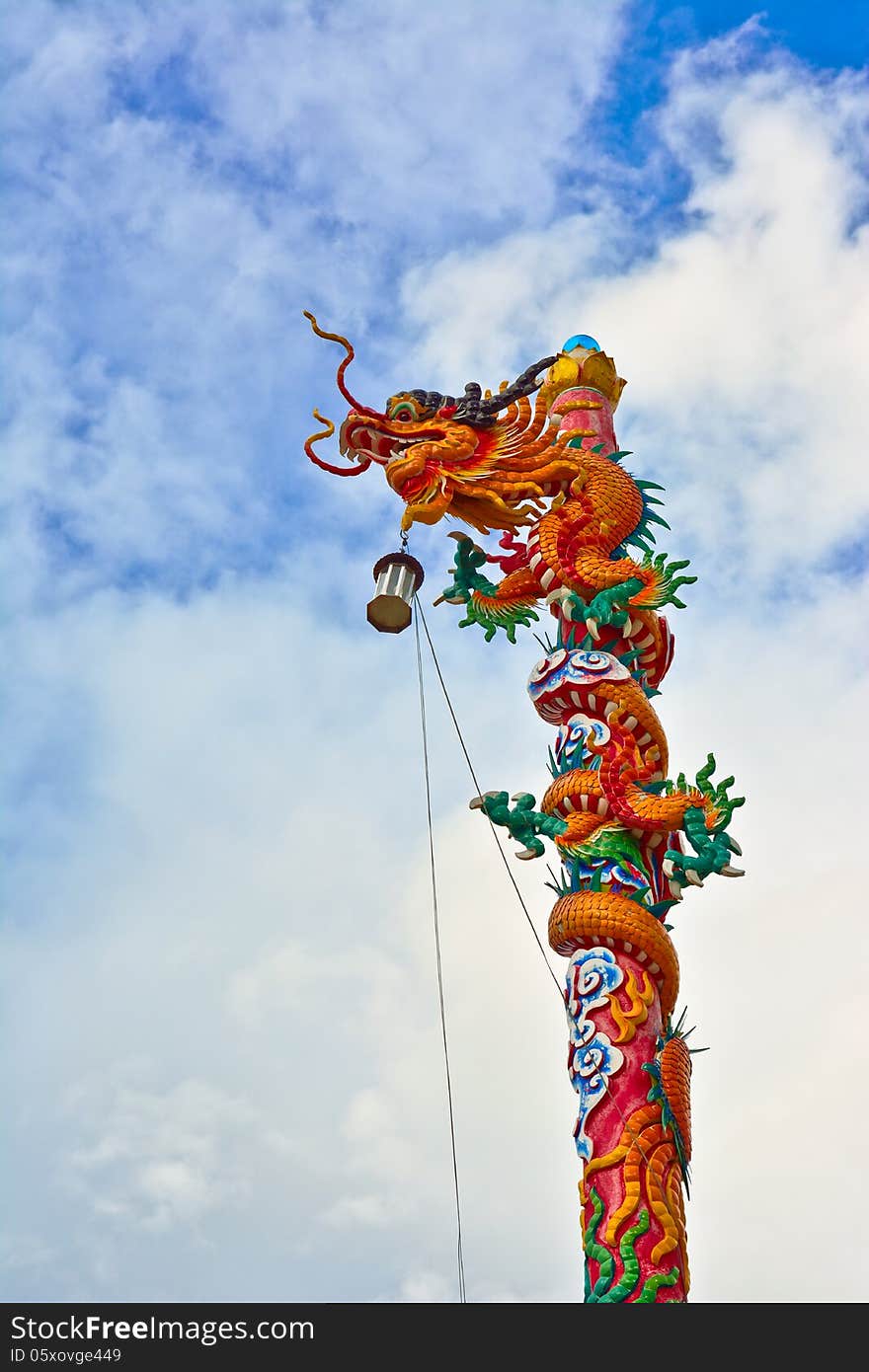 Chinese dragon in the chinese temple and blue sky