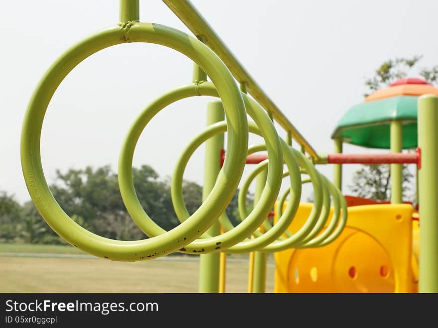 Steel hung hoops for swing and hang in playground