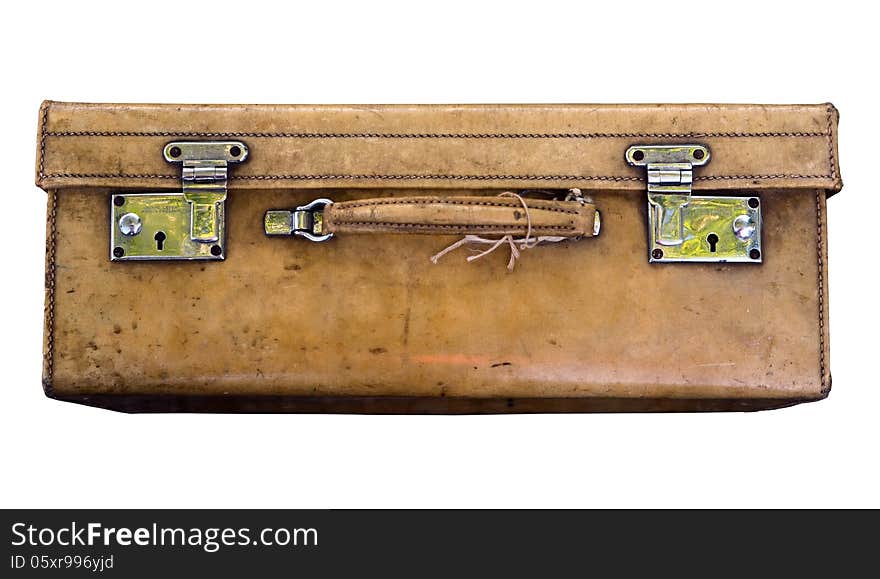 A Vintage Suitcase On A White Background