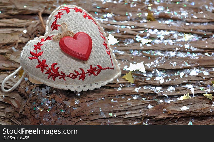 Christmas decoration with a heart shaped pillow