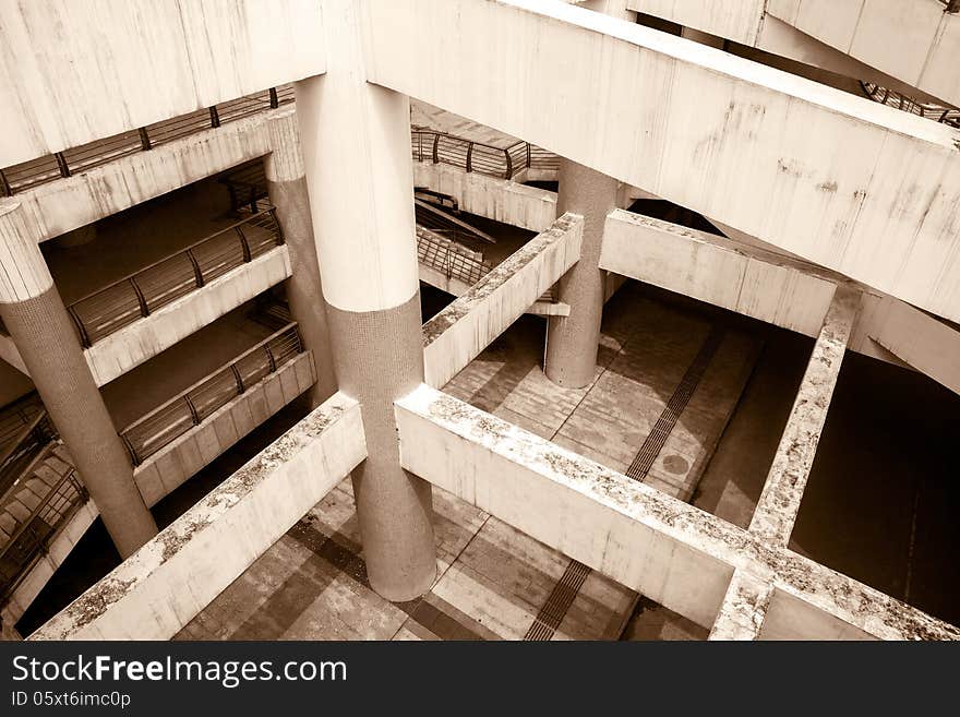 The interior structure design of parking lot. The interior structure design of parking lot