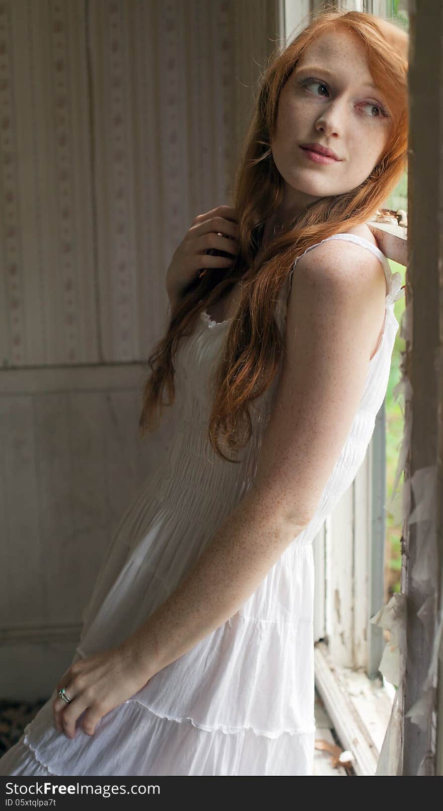 Redhead in White