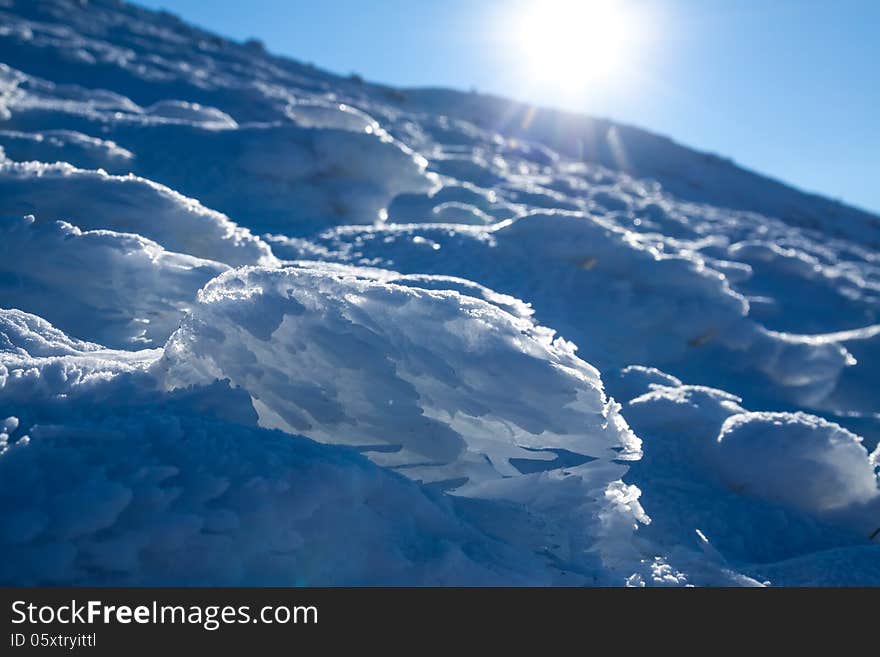 Sun and snow mountains landscape. See my other works in portfolio.