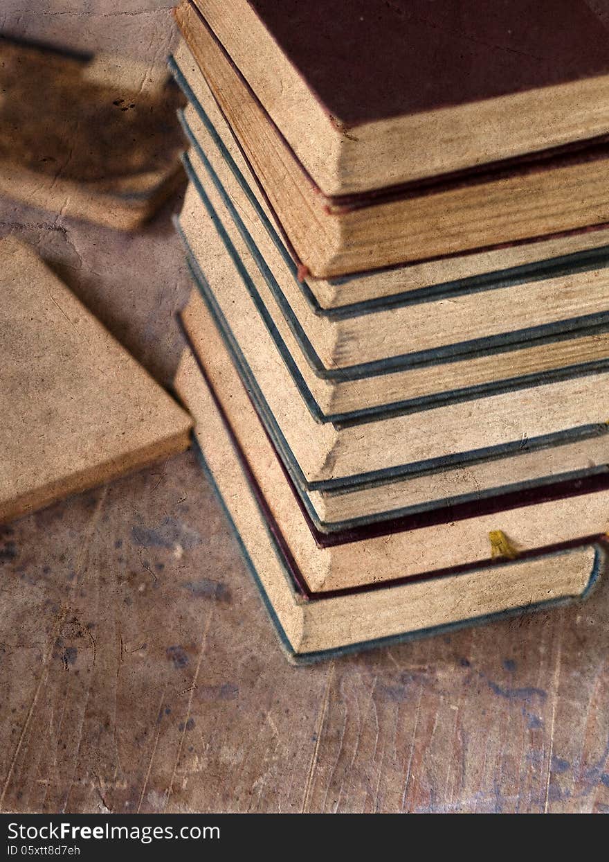 Pile of old books - vintage photo