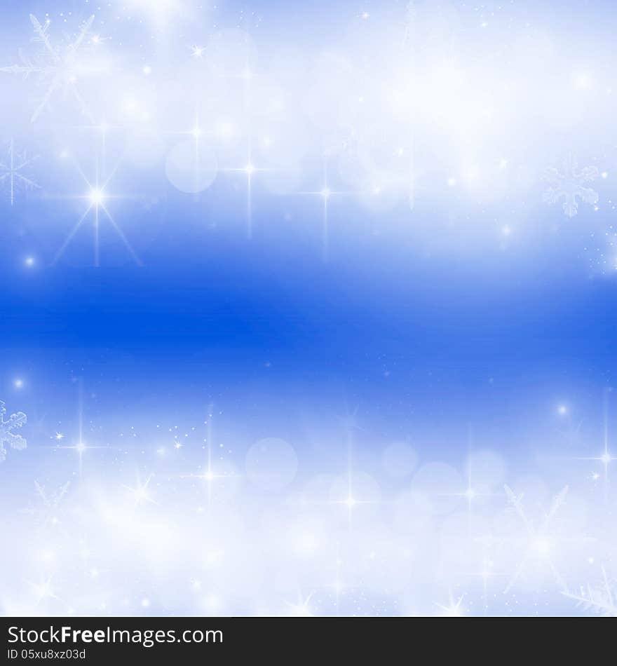 Light abstract Christmas background with white snowflakes